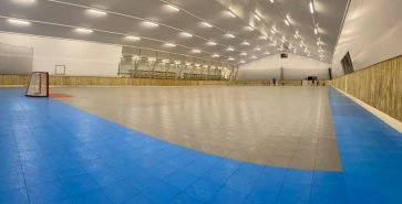Plane und Innenansicht der Halle
